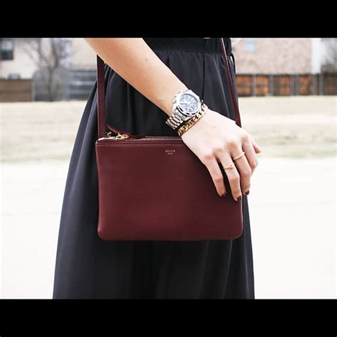 celine trio bag burgundy small|Celine Small Trio Bag .